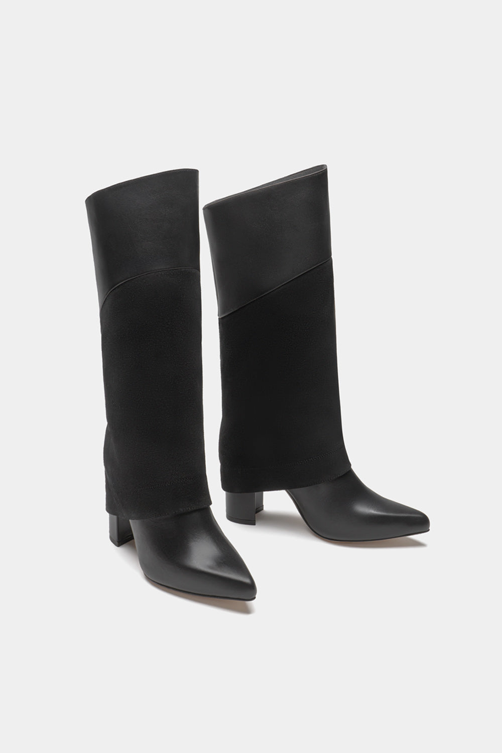 Dante Leather Tall Overlay Boots Vanilla For women