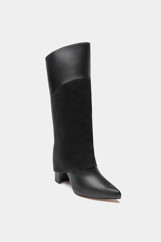 Dante Leather Tall Overlay Boots Vanilla For women