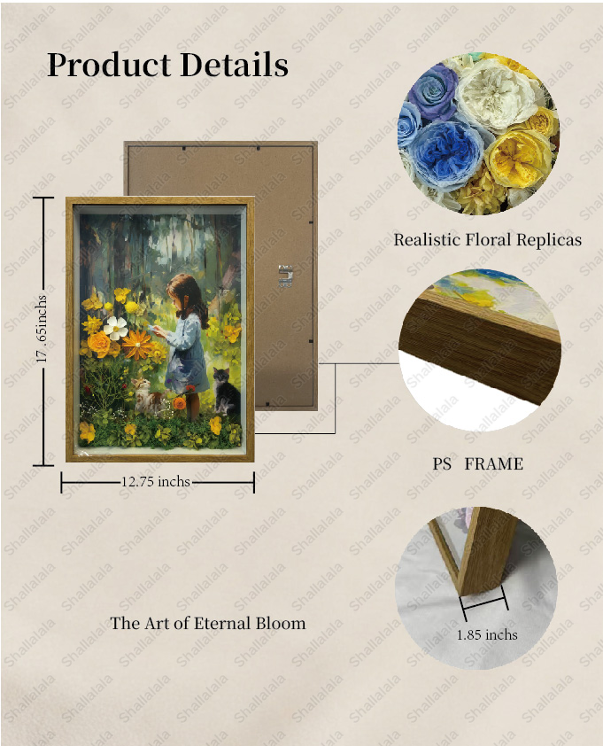 Girl and her Cat - Preserved Flowers Wall Art