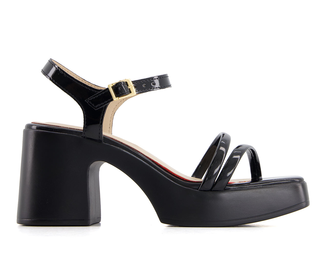 Andrea Women's Ankle Strap Medium Platform Heeled Sandals 64978 Black