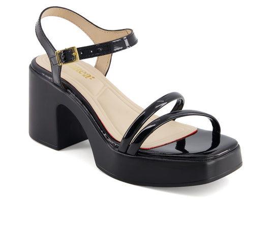 Andrea Women's Ankle Strap Medium Platform Heeled Sandals 64978 Black