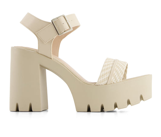 Andrea Women's Ankle Strap Serrated Sole Heeled Sandals 65028