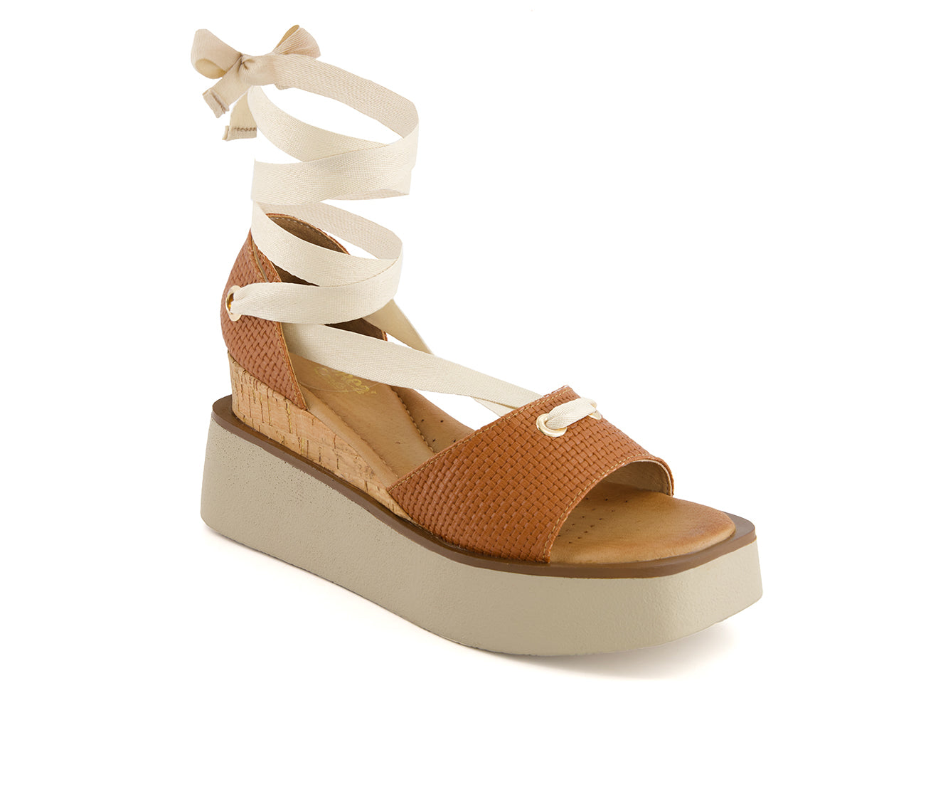 Andrea Women's Ribbon Lace Platform Wedge Sandals 65508