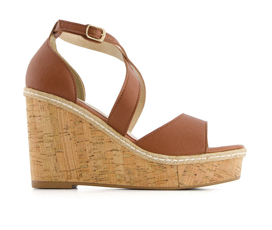 Andrea Women's Wedge Heeled Criss Cross Ankle Strap Sandals 66996