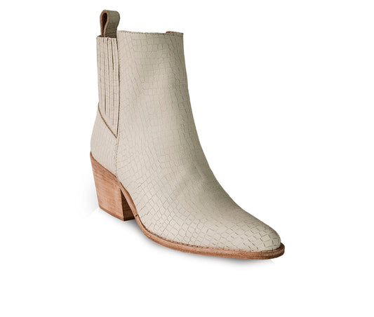 Women's Light Beige Premium Embossed Leather Ankle Boots Legacy By Bala Di Gala