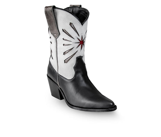 Women's Italian Western White Premium Leather Boots Fireworks by Bala Di Gala