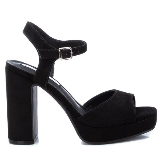Women's Heel Suede Sandals By XTI, 4529104 Black