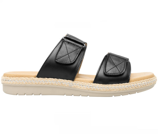 Women´s Leather Two-Strap Sandals 100222 Black