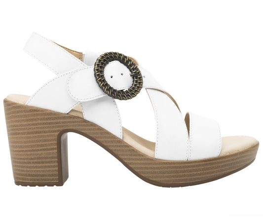 Women´s Leather Heel Ankle Strap Sandals 102919 White