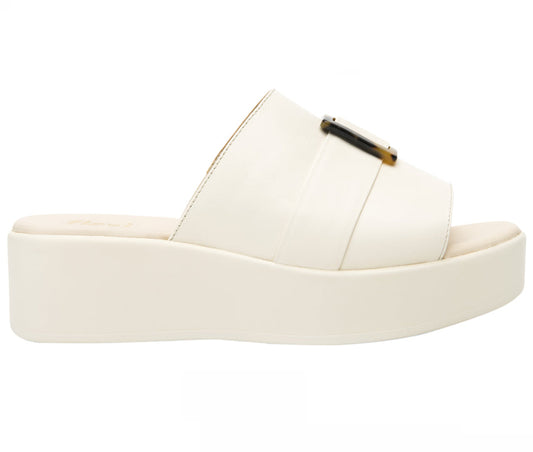 Women´s Leather Slide Sandals 115305 Ivory