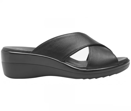 Women´s Leather Slip-On Sandals 116011 Black