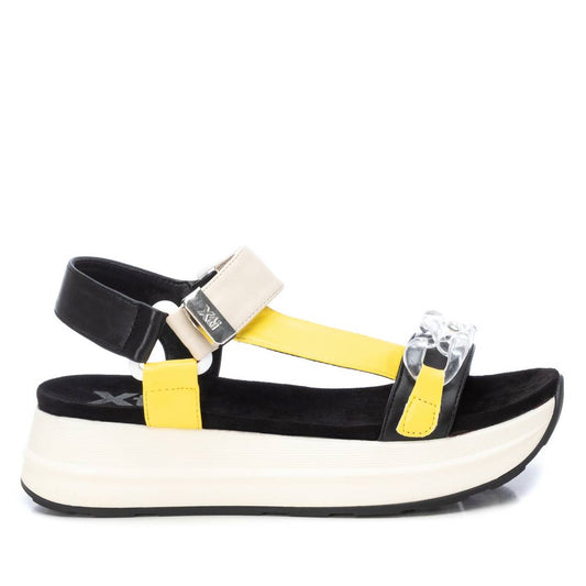 Women's Platform Sandals By XTI, 14141305 Yellow With Multicolor Accent