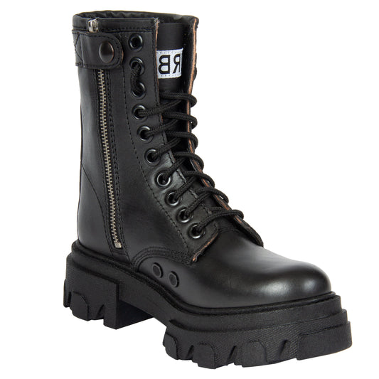 Black Leather Combat Boots By URBNKICKS