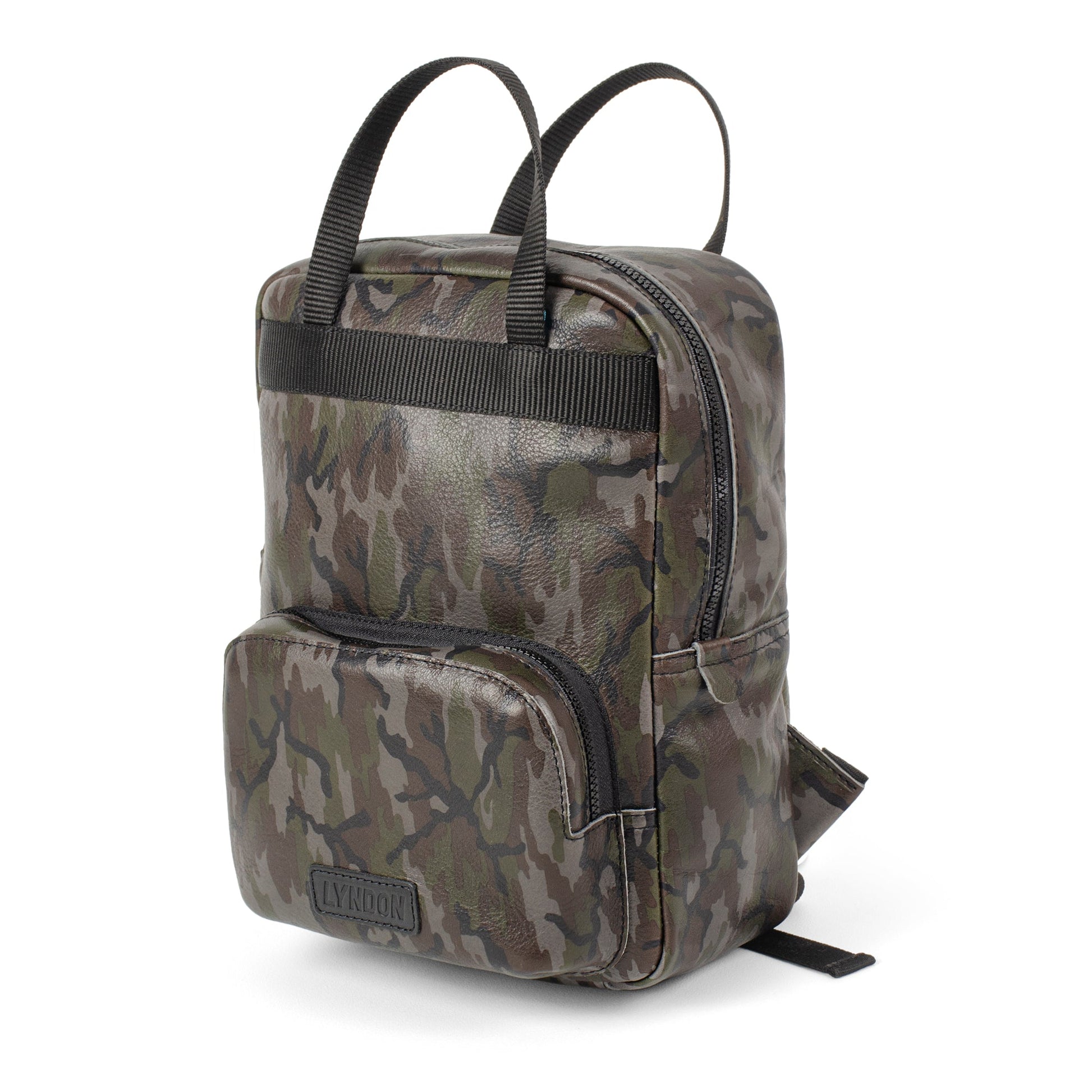 small leather backpack camo