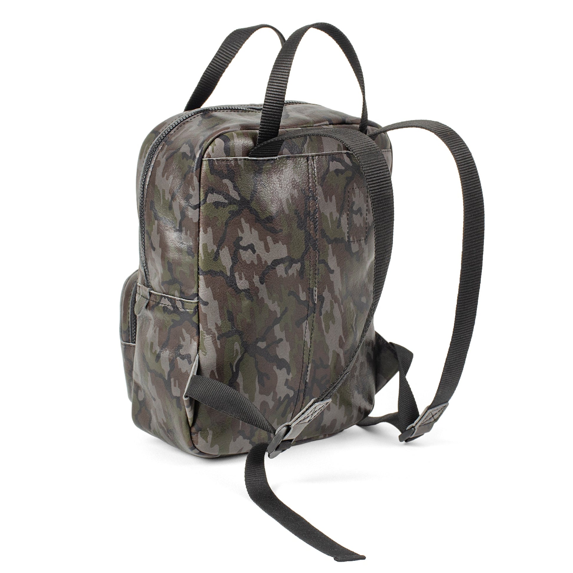 small leather backpack camo