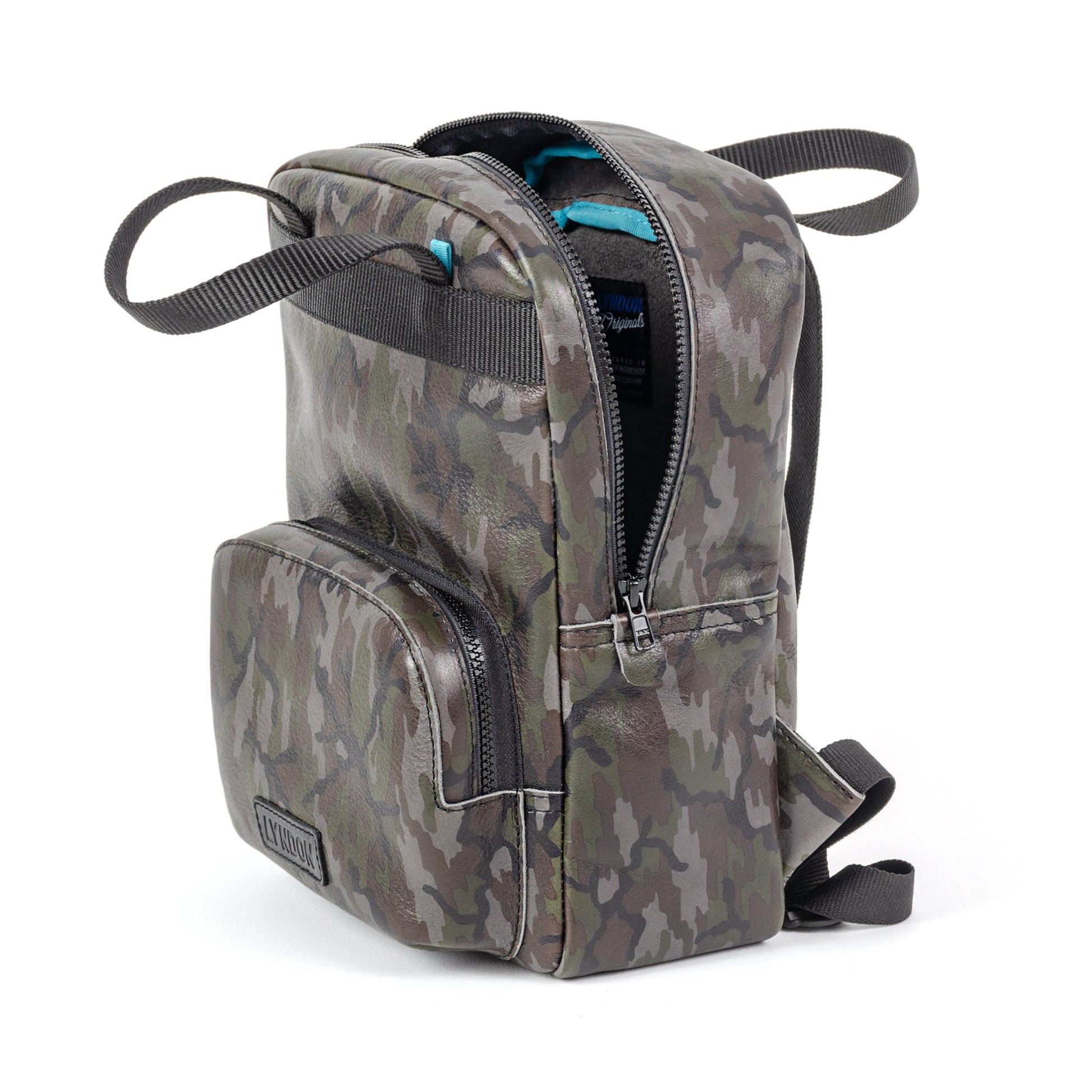 small leather backpack camo