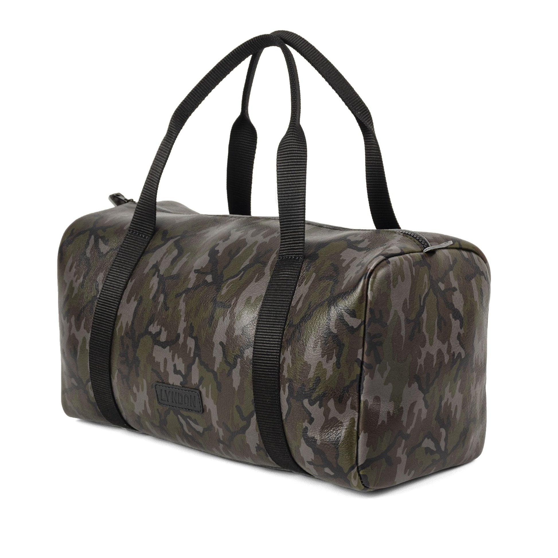 leather small duffle bag camo