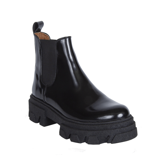 Chelsea Shinny Black Leather Boots By URBNKICKS