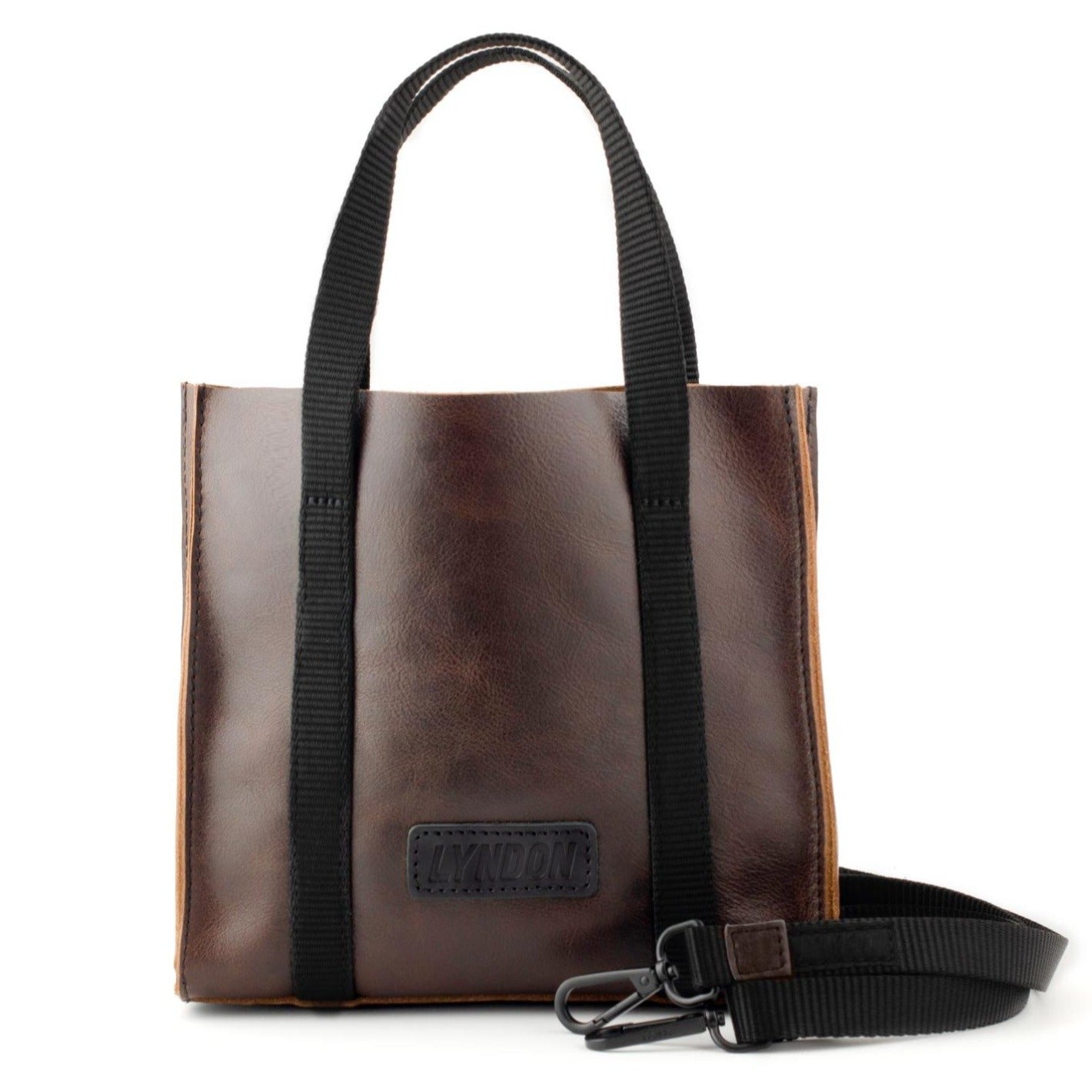 small leather tote bag