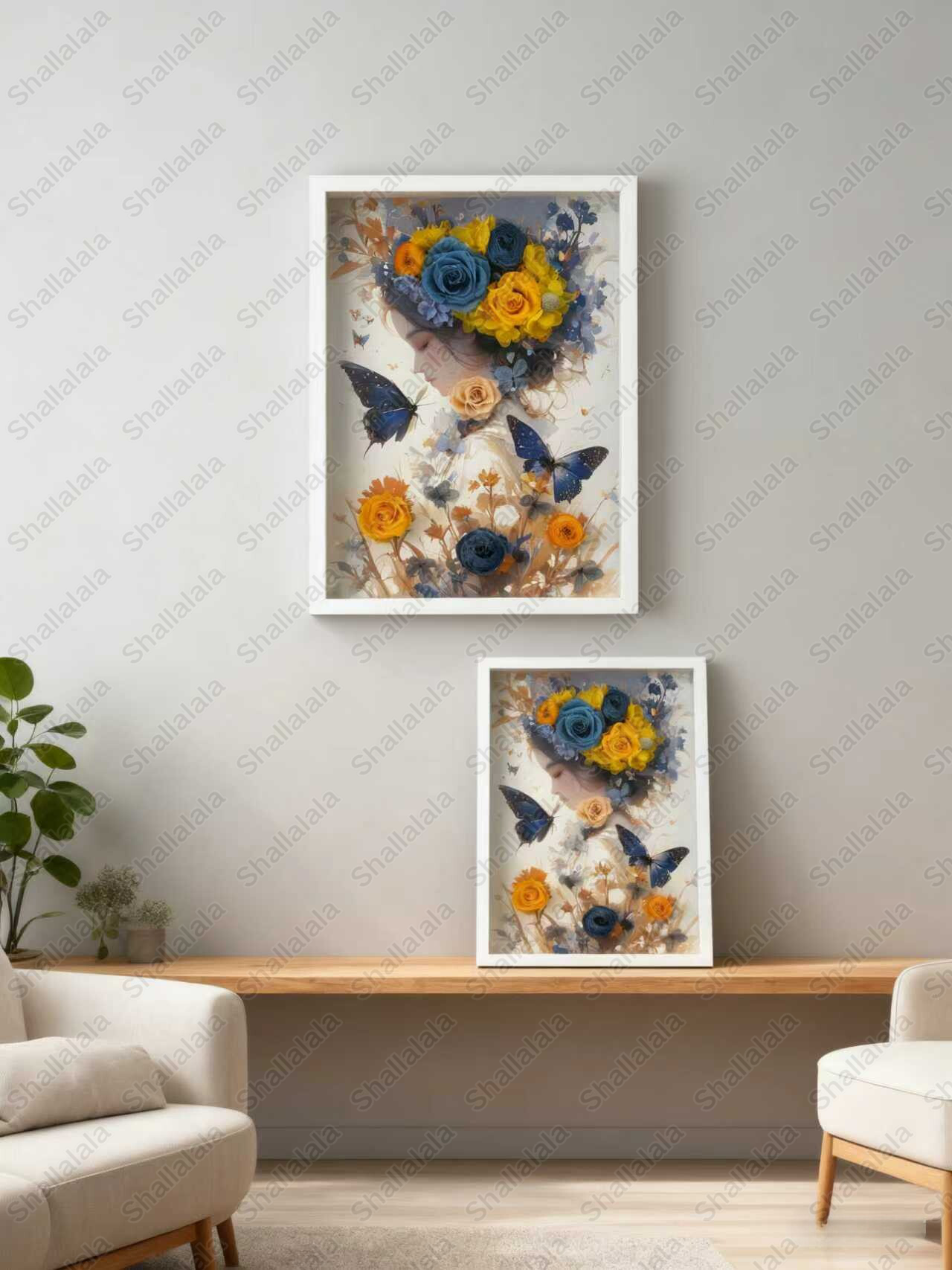 Flowers and Butterflies - Preserved Flowers Wall Art
