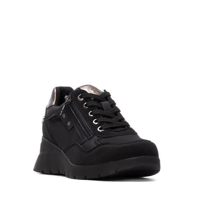 XTI Women's Casual Wedge Lace- Up Sneakers 144500