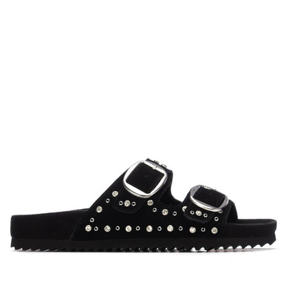 Xti BLACK SUEDE LADIES SANDALS 145066