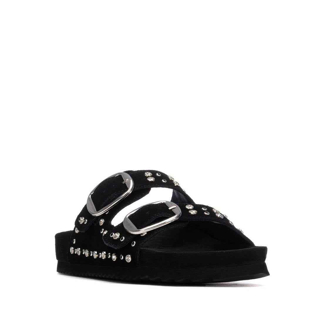 Xti BLACK SUEDE LADIES SANDALS 145066