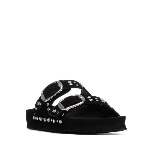Xti BLACK SUEDE LADIES SANDALS 145066