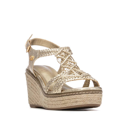 Xti GOLD TEXTILE LADIES SANDALS 145456