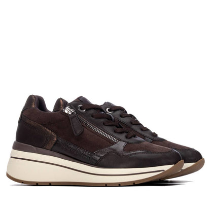 XTI Women's Casual Wedge Lace- Up Sneakers 146169