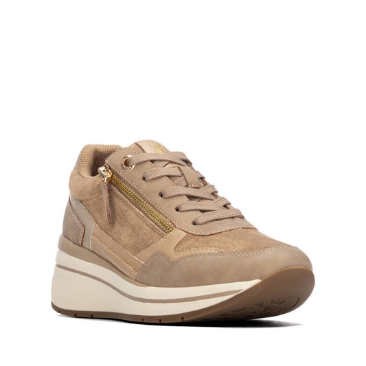 XTI Women's Suede Wedge Lace- Up Sneakers 146169