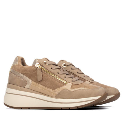 XTI Women's Suede Wedge Lace- Up Sneakers 146169