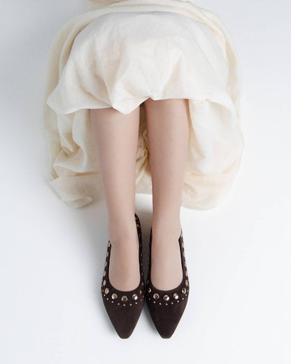 XTI Women's Studded Suede Ballet Flats 146223