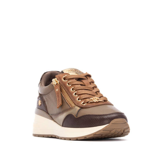 Women's Leather Wedge Lace-Up Sneakers Carmela Collection By XTI 162442