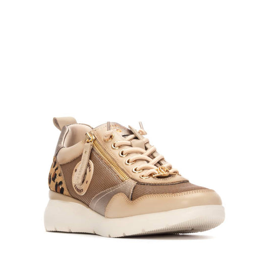 Women's Leather Wedge Lace-Up Sneakers Carmela Collection By XTI 162513