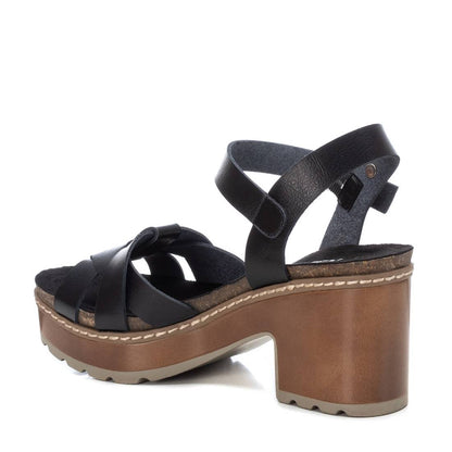 Women's Casual Heeled Platform Sandals By XTI_170786_Black