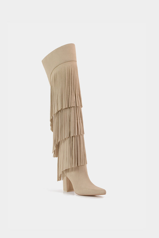 Dante Fringe Leather Tall Boots Vespa For women