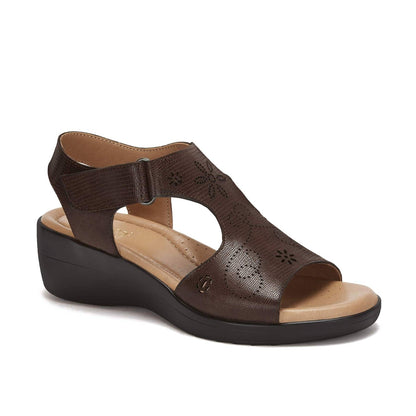 Andrea Leather Wedge Sandals With Plush Footbed 54598