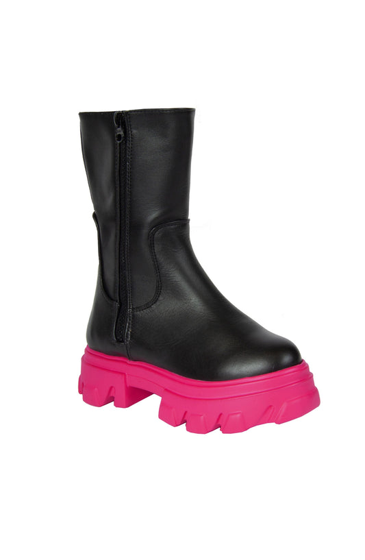 Double Zipper Leather Boots BSB