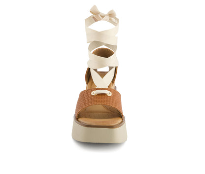 Andrea Women's Ribbon Lace Platform Wedge Sandals 65508