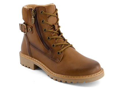 Andrea Women's Side Zipper Lace up Boots 90576