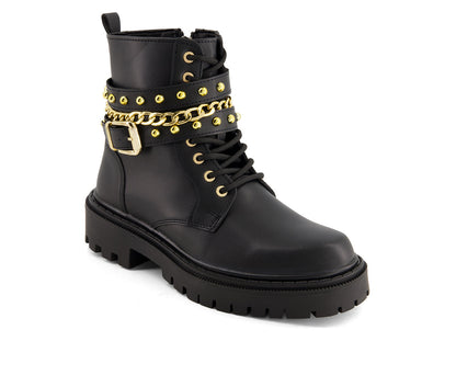 Andrea Women's Biker Boots With Chain 90784