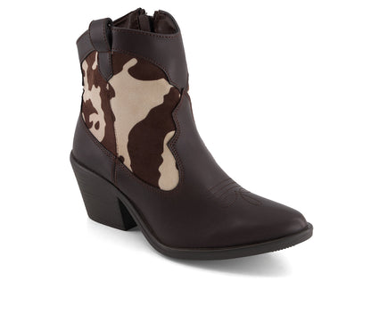 Andrea Women's Western Cow pattern Booties 90785