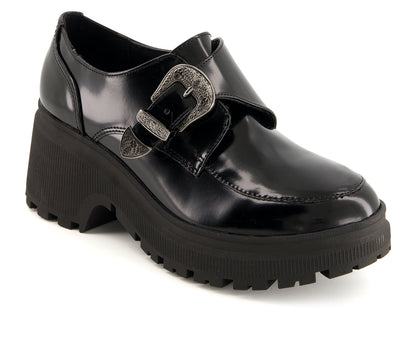 Andrea Women's Chunky Sole Heeled Patent Moccasins 90817