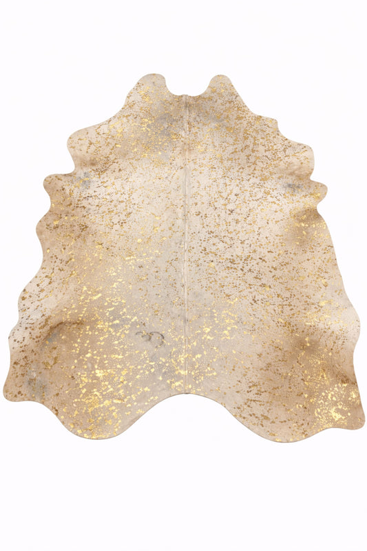Rhacam Eco Hides Luma Metallic Gold Cowhide Rug 9'0" × 6'7"