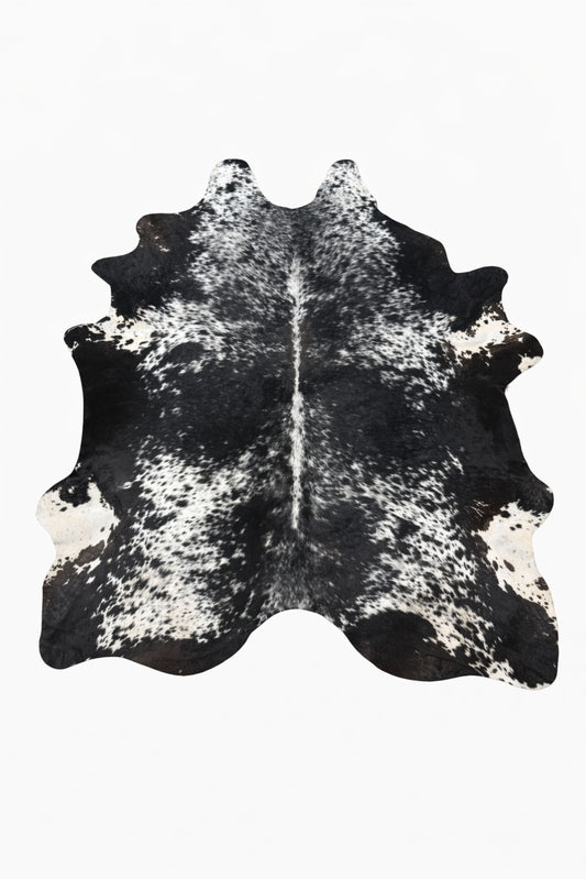 Rhacam Eco Hides Lazlo Black Speckled Cowhide Rug 7'3" × 6'6"