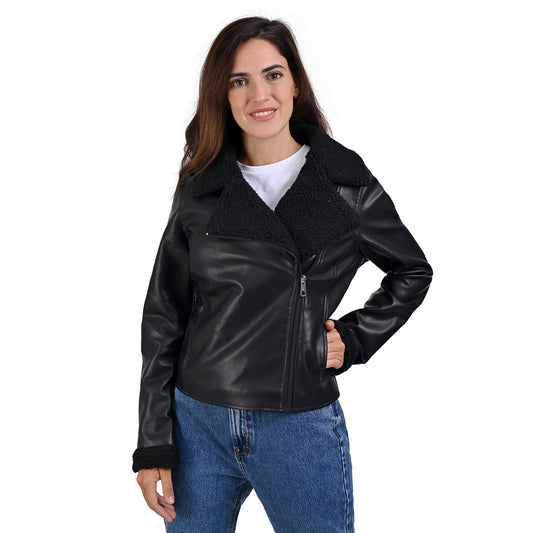 LEE women's biker jacket in synthetic leather with faux fur and sheepskin lining LEDO231U