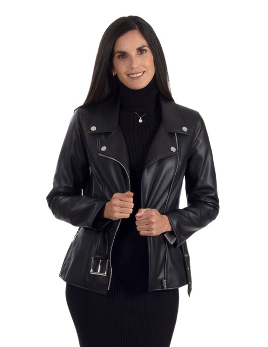 Nine West women's faux leather biker jacket NWDO2123