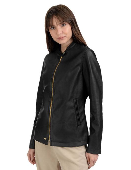Women's racer jacket in brown color of the brand Nine West for women in synthetic leather NWDO2143