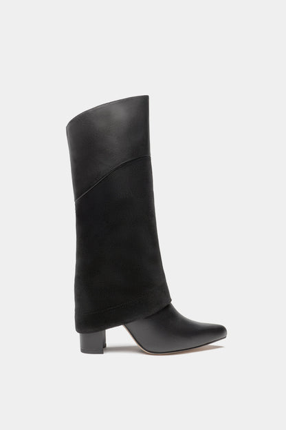 Dante Leather Tall Overlay Boots Vanilla For women